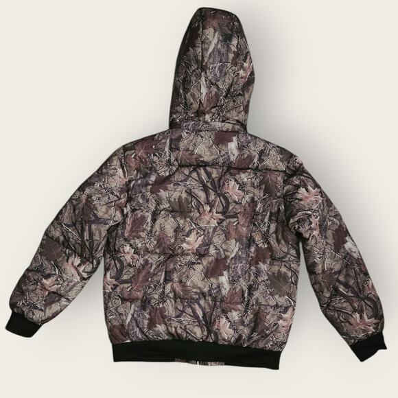 American Stitch Puffer Coat Men's Sz L Hooded Full Zip Woodland Leafy Camo - Picture 3 of 7